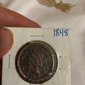 (RARE) 1848 Braided Hair Large Cent Coin.